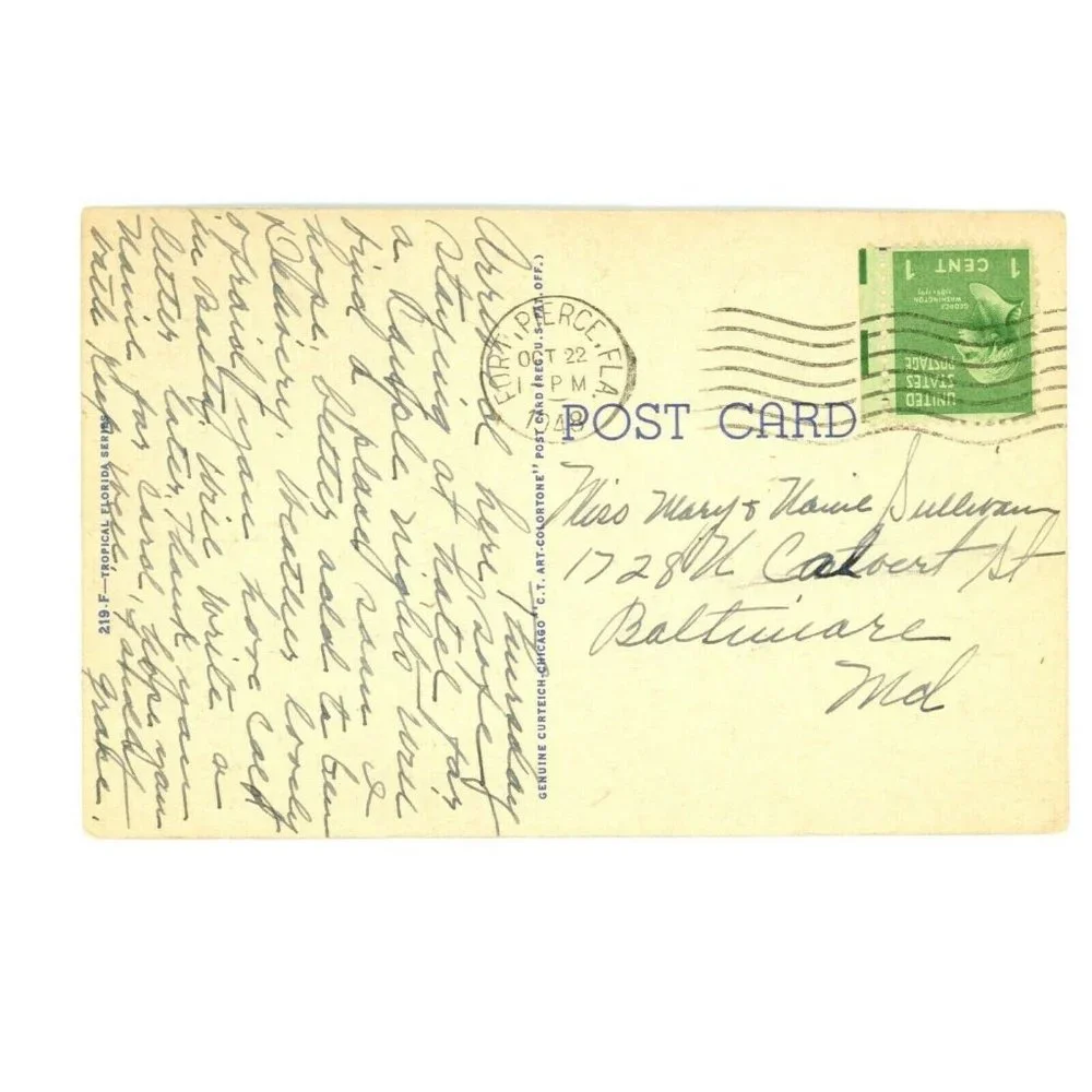 Vintage Postcard Florida Cypress Gardens‎ Gardenias Plants Travel USA Tropical